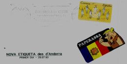 Sobre Avec Etiquete  Yelow Utilizada En Andorra 1993 - Maschinenstempel (EMA)