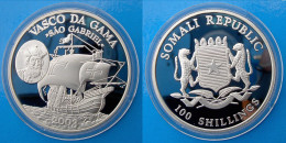 SOMALI REPUBLIC 100 S 2003 ARGENTO PROOF SILVER VELIERO NAVE VASCO DA GAMA SAO GABRIEL SHIP PESO 28,2g TITOLO 0,925 CONS - Somalie