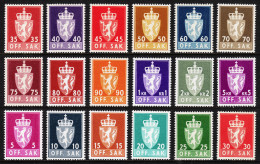 NORWAY — SCOTT O65-O82 — 1955-61 OFFICIAL SET — MH — SCV $74.20 - Neufs