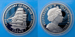 ISLE OF MAN 1 C 2003 ARGENTO PROOF SILVER 140TH ANNI OF THE STAR OF INDIA SHIP NAVE VELIERO PESO 28,28g TITOLO 0,925 CON - Île De  Man