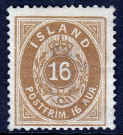 ICELAND — SCOTT 12 — 1876 16a BROWN NUMERAL — MH — SCV $125 - Ongebruikt