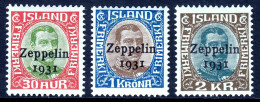 ICELAND — SCOTT C9-C11 — 1931 ZEPPELIN AIRMAIL OVERPRINT SET — MH — SCV $142 - Luftpost