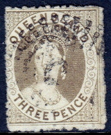 QUEENSLAND — SCOTT 15 (SG 25) — 1862 3d QV BROWN UNWMK. — USED — SCV $62 - Usados