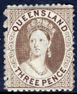 QUEENSLAND — SCOTT 41 (SG 88) — 1875 3d QV CROWN & Q WMK. P13 — MH — SCV $140 - Ungebraucht