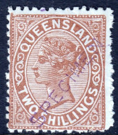 QUEENSLAND — SCOTT 86 (SG 182s) — 1889 2/- QV W/SPECIMEN OVPT. — MH — SCV $130 - Neufs