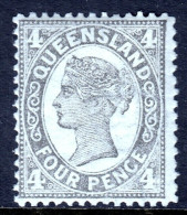 QUEENSLAND — SCOTT 136 (SG 294) — 1909 4d QV GRAY BLACK — MH — SCV $32 - Mint Stamps