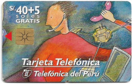 Peru - Telefónica - Drawings, Telecomunicaciones, Gem1B Not Symmetr. White/Gold, 02.1998, 40+5Sol, 50.000ex, Used - Peru