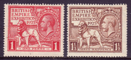 GREAT BRITAIN — SCOTT 203-204 (SG 432-433) — 1925 EXPOSITION SET — MH — SCV $62 - Ungebraucht