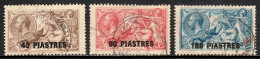 BRITISH LEVANT — SCOTT 62//64 — 1921 SURCHARGE HIGH VALUES — USED — SCV $132 - Levante Britannico