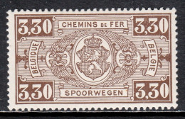 BELGIUM — SCOTT Q161 — 1924 3.30FR RAILWAY ISSUE — MH — SCV $55 - Postfris