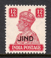 INDIA (JIND) — SCOTT 177  — 1942 12a KGVI OVERPRINT — MLH — SCV $17 - Jhind
