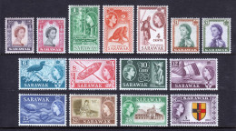 SARAWAK — SCOTT 197-211 — 1955-57 QEII PICTORIAL SET — MH — SCV $119 - Sarawak (...-1963)