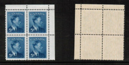 CANADA   Scott # 293** MINT NH Upper Right CORNER BLOCK OF 4 (CPB-65) - Blocks & Sheetlets
