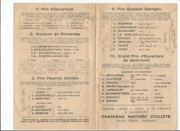 CYCLISME : LE PARC DES PRINCES  : DIMANCHE 2 AVRIL 1944 : LE PROGRAMME , - Programmes