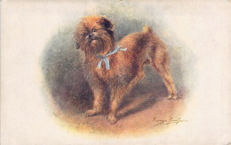 Chien - Illustration Signée Georges Ran.... - Collier Bleu - Carte Postale Ancienne - Cani