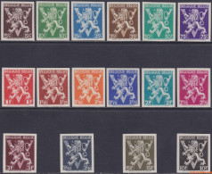 België 1944 - Mi:692 I/707 I, Yv:674/689, OBP:674/689, Stamp - □ - Heraldic Lion Large V - 1941-1960