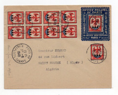 !!! PORTE TIMBRE OFFICE PHILATELIQUE DE PARIS SUR LETTRE AFFRANCH BLASONS DE 1948 - Briefe U. Dokumente