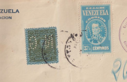 VENEZUELA - 1941 - PERFORES / PERFIN "G.N" ! TIMBRES SERVICE / ENV. RECOMMANDEE De CARACAS  => CONSULAT De MARSEILLE - Venezuela