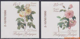 België 1990 - Mi:2405/2406, Yv:2354/2355, OBP:2353/2354, Stamp - □ - Promotion Of Philately Roses - 1981-2000