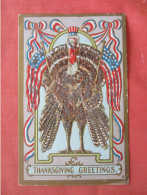 Thanksgiving  Embossed.  Glitter Added. Turkey With Uncle Sam Hat.      Ref 5969 - Giorno Del Ringraziamento