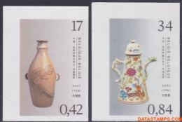 België 2001 - Mi:3058/3059, Yv:3003/3004, OBP:3008/3009, Stamp - □ - Chinese Artworks Belgie - China - 2001-…