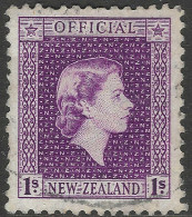 New Zealand. 1954 QEII Official. 1/- Used. SG O166 - Service