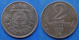 LATVIA - 2 Santimi 1926 KM# 2 First Republic (1918-1939) - Edelweiss Coins - Letland