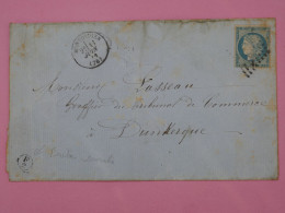 AU 20 FRANCE BELLE LETTRE  1871  CERES N° 37 +MONTDIDIER   A DUNKERQUE+ BOITE RURALE++AFFR. INTERESSANT++ - 1870 Assedio Di Parigi