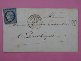 AU 20 FRANCE BELLE LETTRE 10 OCT. 1852 CERES  N°4 SOLRE CHATEAU   A DUNKERQUE+++AFFR. INTERESSANT++ - 1849-1850 Cérès