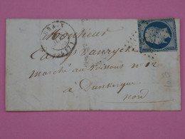 AU 20 FRANCE BELLE LETTRE 3 JUIN 1853 NAPOLEON  N°10 ROUBAIX    A DUNKERQUE+++AFFR. INTERESSANT++ - 1852 Luigi-Napoleone