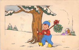 Humour - Un Petit Garçon Marche Dans La Neige - Carte Postale Ancienne - Humorous Cards