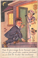 Humour - Homme Ivre Rentre Chez Lui - Sa Femme L'attend - Carte Postale Ancienne - Humour