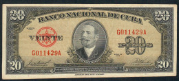 CUBA P80b 20 PESOS 1958  Writings Back  VF - Kuba