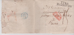 Marque Postale Tour Et Taxis Rayon 4 T.T.R.4 HAMBOURG Dateur 29 JUIN 1837 Taxe Manuscrite 15 + Entrée Allemagne P Givet - Storia Postale