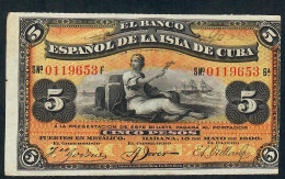 CUBA P48b 5 PESOS 1896  AU-UNC. - Kuba