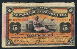 CUBA P48b 5 PESOS 1896  VF - Kuba