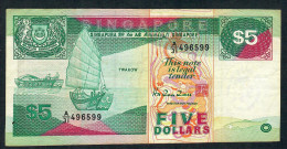 SINGAPORE P19 5 DOLLARS 1989 #A/31 Signature 5 VF - Singapur