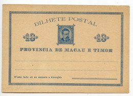 Macau & Timor 1880's Mint 10r. King Luiz Postal Card - Lettres & Documents