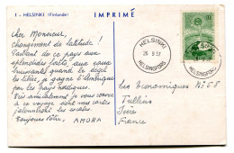 RC 24765 FINLANDE 1957 CROISIERE AMORA CARTE PUBLICITAIRE - DANS LE GRAND NORD HELSINKI - POUR TULLINS ISERE FRANCE - Lettres & Documents
