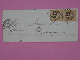 AU 20 FRANCE BELLE LETTRE  1865  2X NAPOLEON  N°21 +LOS 549 + BOULOGNE   A DUNKERQUE ++AFFR. INTERESSANT++ - 1862 Napoleon III