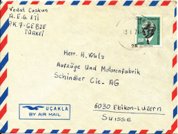 Turkey Air Mail Cover Sent To Switzerland 18-1-1971 Single Franked - Poste Aérienne