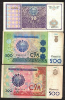 OUZBEKISTAN - Lot De 3 Billets - VF - Uzbekistán