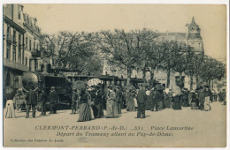 CPA 63 CLERMONT FERRAND Place Lamartine Départ Du Tramway Allant Au Puy De Dôme Carte Glacée - Clermont Ferrand