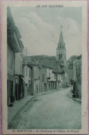 C. P. A. : 46 : MONTCUQ : Le Faubourg Et L'Eglise St-Privat, Timbre En 1945 - Montcuq