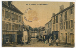 CPA 78 Carte Rare JOUY EN JOSAS Rue Oberkampf Colorisée Toilée - Jouy En Josas