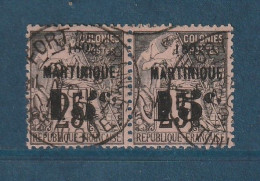 Martinique - Variété - YT N° 17  - Se Tenant à Normal - 5 Penché - Oblitéré - 1888 / 1891 - Usados