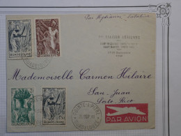 C GUADELOUPE BELLE LETTRE RRR 1948 IERE LIAISON PAR HYDRAVION CATALINA DE POINT A PITRE A PORTO RICO++ - Airmail