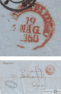 LETTRE. 1860. VISETTI & RADICE. NAPOLI. POUR LYON. TAXE 15. PAR CAPITOLE. DEUX SICILES MARSEILLE 1 - Sicile