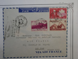 BP14 MARTINIQUE  BELLE LETTRE RR 1948 IER LIAISON AERIENNE  A PUERTO RICO+ AFFR. PLAISANT+++ - Aéreo