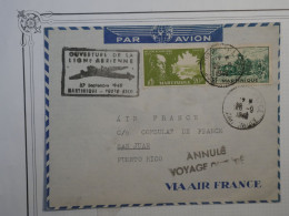 BP14 MARTINIQUE  BELLE LETTRE RR 1948 IER LIAISON AERIENNE  A PUERTO RICO++VOYAGE DIFFéRé+ - Poste Aérienne